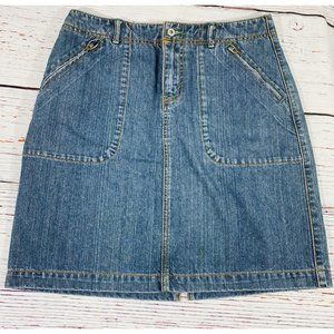 Eddie Bauer Outdoor Outfitters Jean Denim Skirt Womens Sz 4 Classic Blue Cotton